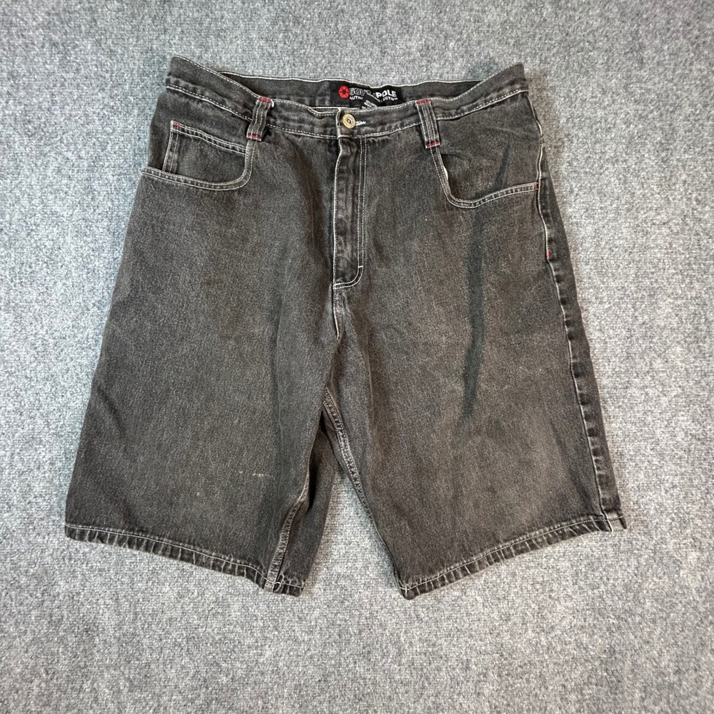 Southpole Mens Baggy Denim Shorts Faded‎ Black 40 Authentic Collection Y2K Skate